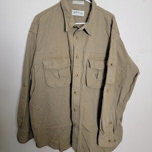 Orvis Double Pocket Button Down Tan Men's Shirt Size XXL